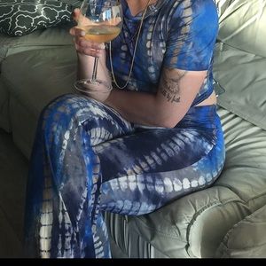 Fashion Nova disco blue pant set